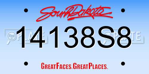 14138S8 South Dakota License Plate