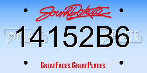 14152B6 South Dakota License Plate