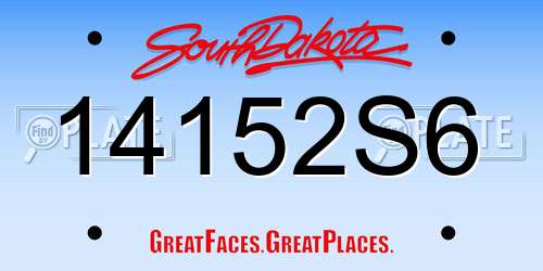 14152S6 South Dakota License Plate