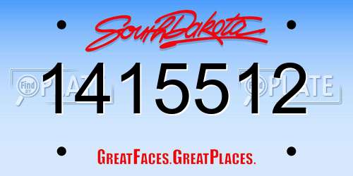 1415512 South Dakota License Plate