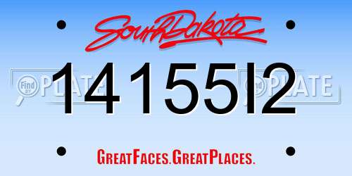 14155I2 South Dakota License Plate