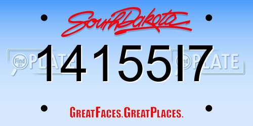 14155I7 South Dakota License Plate