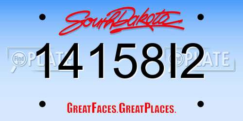 14158I2 South Dakota License Plate