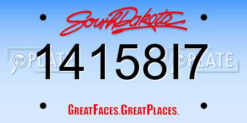 14158I7 South Dakota License Plate