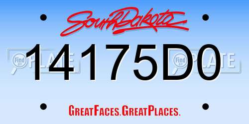 14175D0 South Dakota License Plate