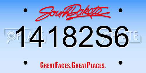 14182S6 South Dakota License Plate