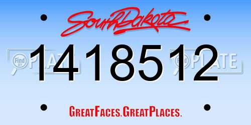 1418512 South Dakota License Plate