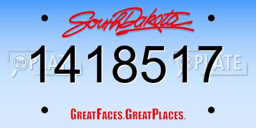 1418517 South Dakota License Plate