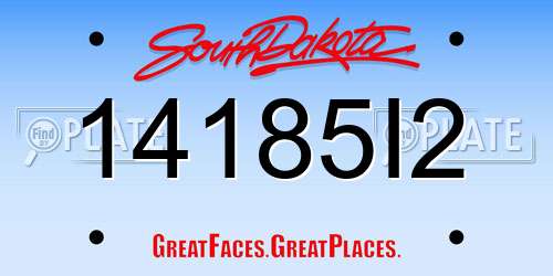14185I2 South Dakota License Plate