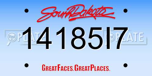 14185I7 South Dakota License Plate