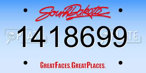 1418699 South Dakota License Plate