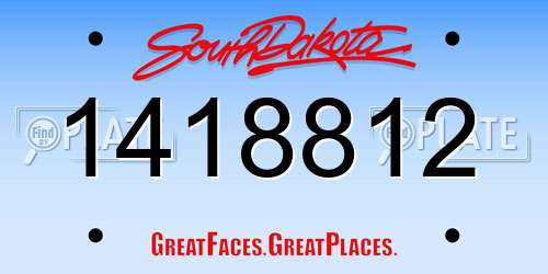 1418812 South Dakota License Plate