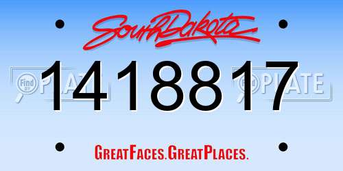 1418817 South Dakota License Plate