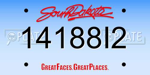 14188I2 South Dakota License Plate
