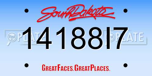 14188I7 South Dakota License Plate