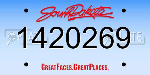 1420269 South Dakota License Plate