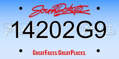 14202G9 South Dakota License Plate