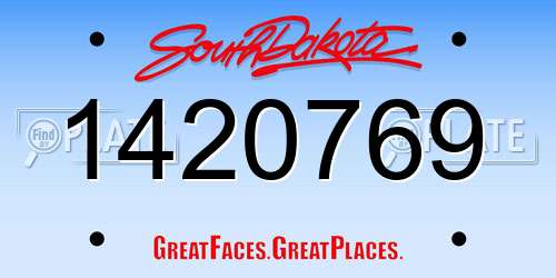 1420769 South Dakota License Plate