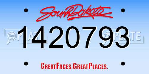 1420793 South Dakota License Plate