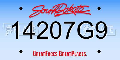 14207G9 South Dakota License Plate