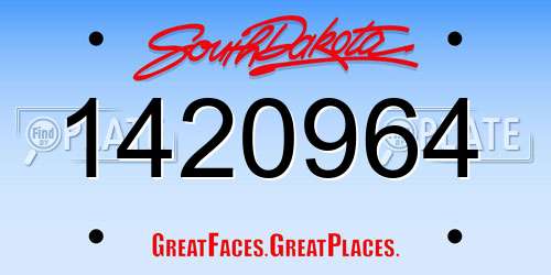 1420964 South Dakota License Plate
