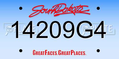 14209G4 South Dakota License Plate