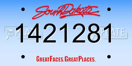 1421281 South Dakota License Plate