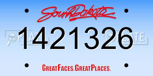 1421326 South Dakota License Plate