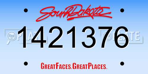 1421376 South Dakota License Plate
