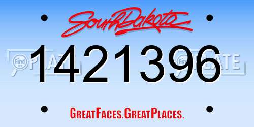 1421396 South Dakota License Plate