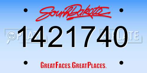 1421740 South Dakota License Plate