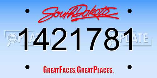 1421781 South Dakota License Plate