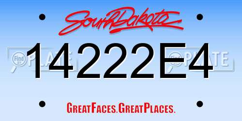 14222E4 South Dakota License Plate