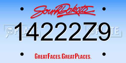 14222Z9 South Dakota License Plate