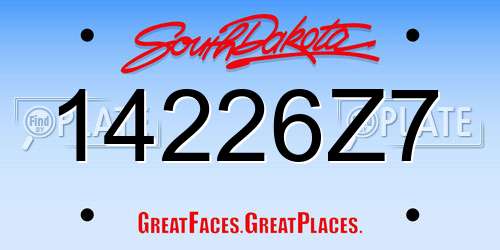14226Z7 South Dakota License Plate