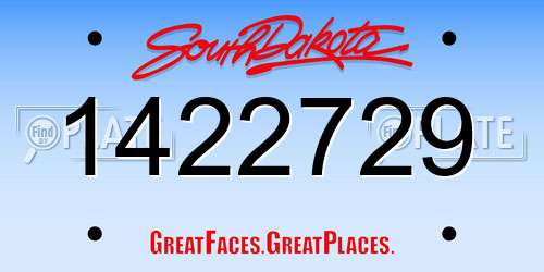 1422729 South Dakota License Plate