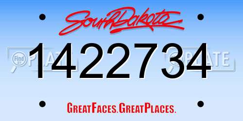 1422734 South Dakota License Plate