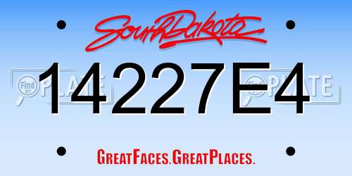 14227E4 South Dakota License Plate