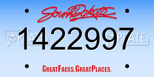 1422997 South Dakota License Plate
