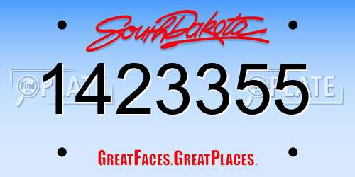 1423355 South Dakota License Plate