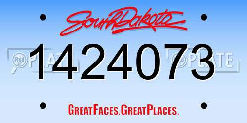 1424073 South Dakota License Plate