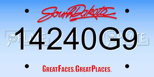 14240G9 South Dakota License Plate