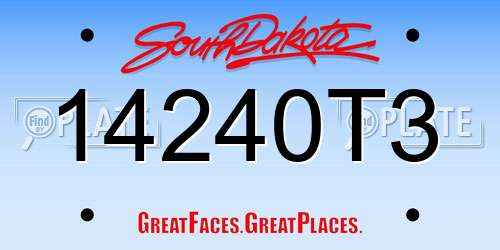 14240T3 South Dakota License Plate