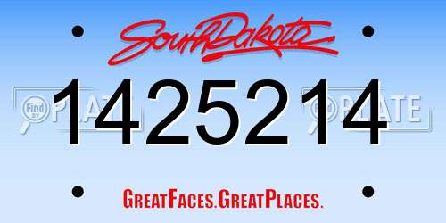1425214 South Dakota License Plate