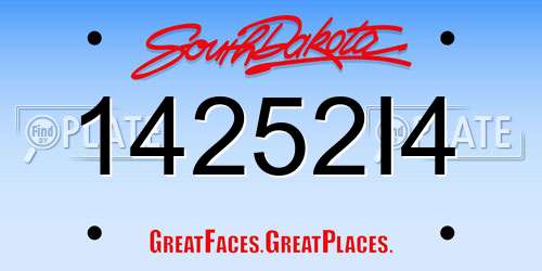 14252I4 South Dakota License Plate