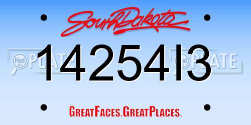 14254I3 South Dakota License Plate