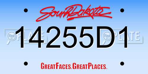 14255D1 South Dakota License Plate