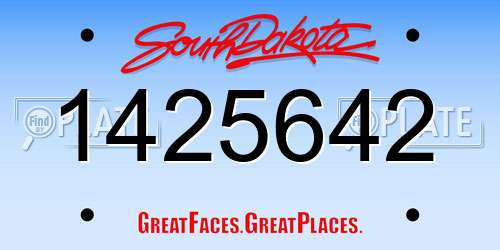 1425642 South Dakota License Plate