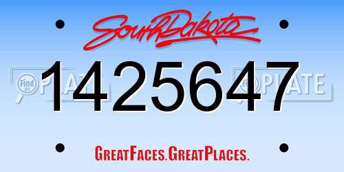 1425647 South Dakota License Plate