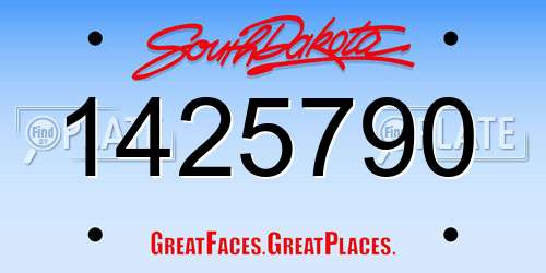 1425790 South Dakota License Plate